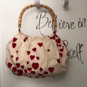 Moschino Bamboo Canvas Hearts Bag
